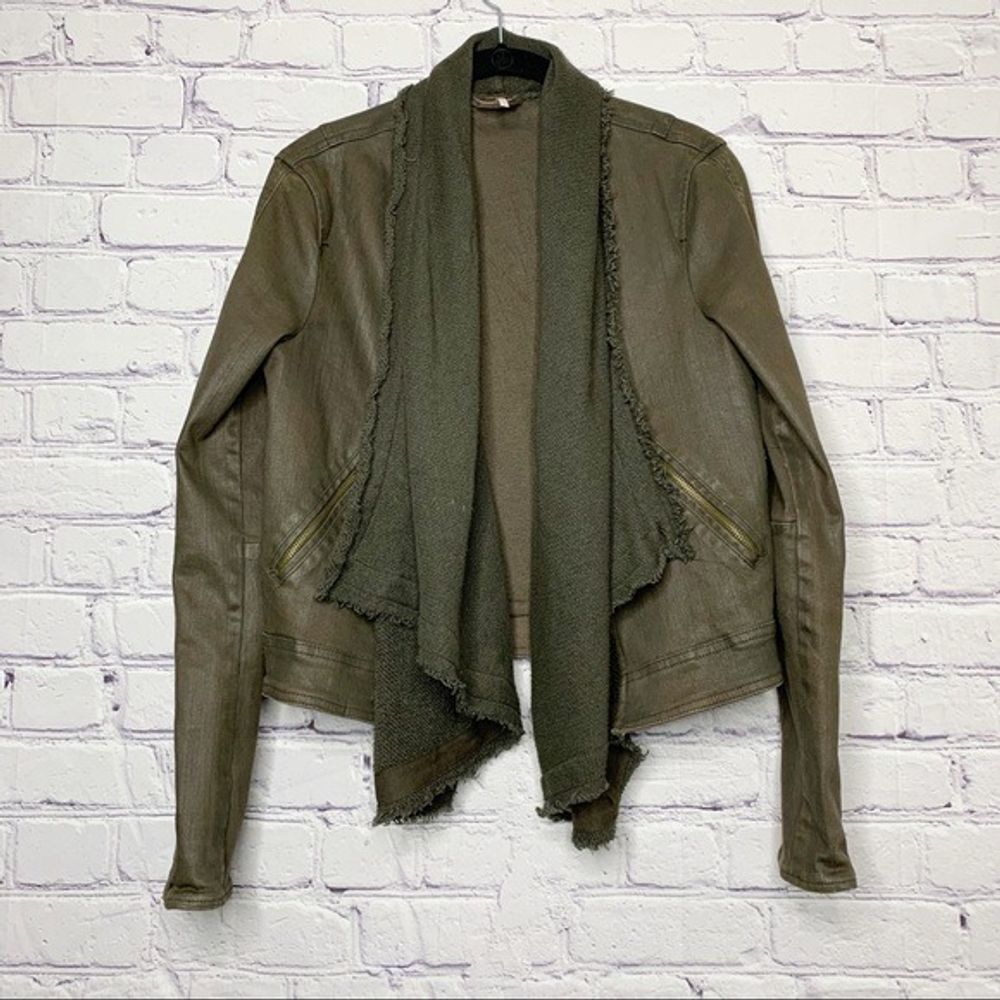 Free People Moto Drape Front Jacket Green